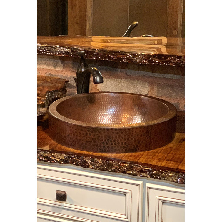 Premier Copper Products 15" Small Round Skirted Vessel Hammered Copper